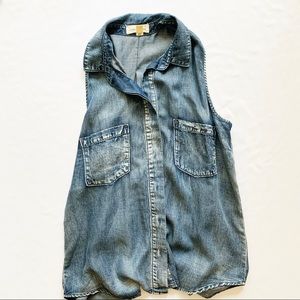 Anthro. Cloth & Stone Denim Sleeveless Shirt Med.